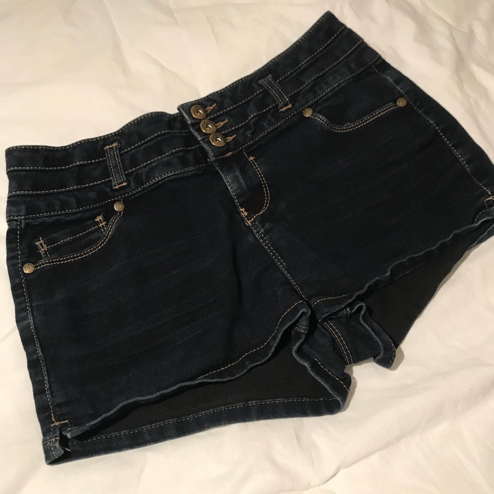 High-waisted denim shorts